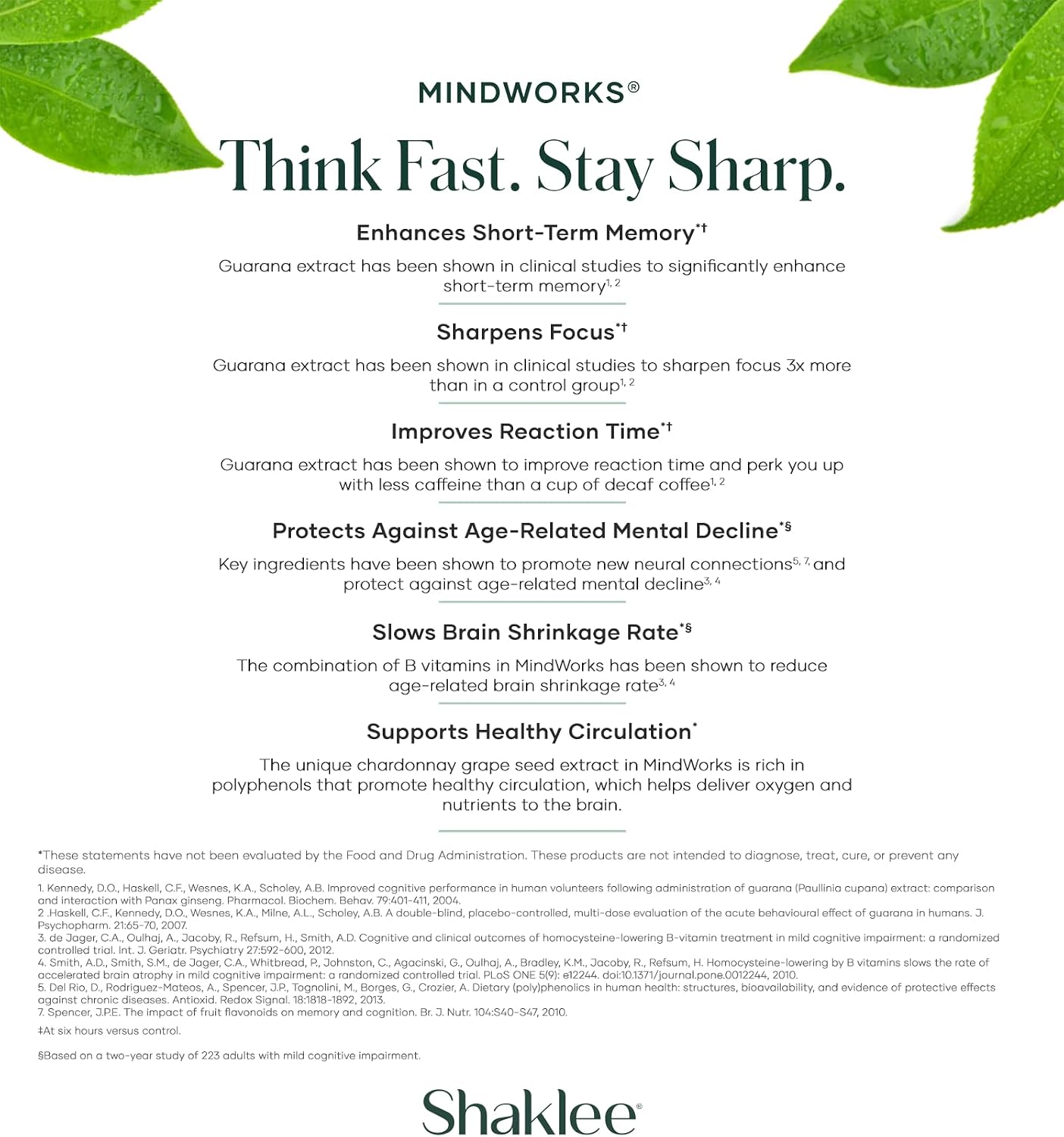 Shaklee MindWorks – Suplemento para la función cognitiva – 30 comprimidos