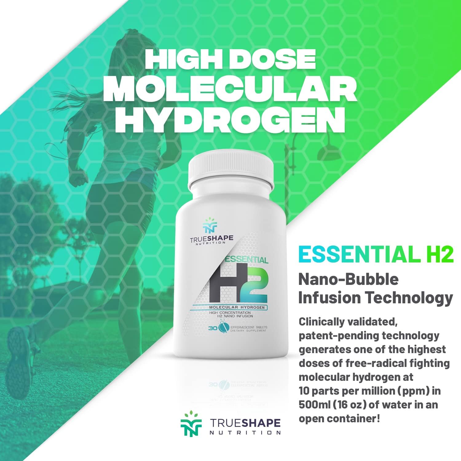 Essential H2 Tabletas Efervescentes de Hidrógeno Molecular para Agua (Sin Sabor, 30 Servicios)