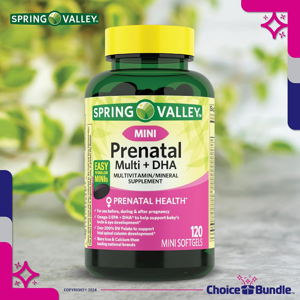Choice Bundle: Prenatal Multi + DHA Completo Multivitamínico y Mineral – 240 Cápsulas Blandas (2 envases de 120)