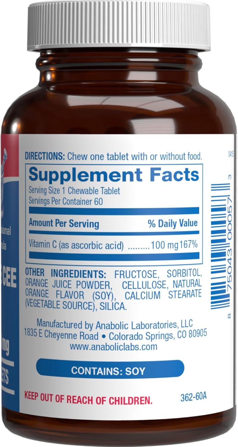 Kids Vitamin C Chewable Tablets - 60 Comprimidos Masticables de Vitamina C para Niños con Naranja Real