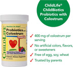 CHILDLIFE ESSENTIALS ChildBiotics con calostro - Probióticos masticables para niños, sabor natural a bayas, 92 comprimidos (Paquete de 2)