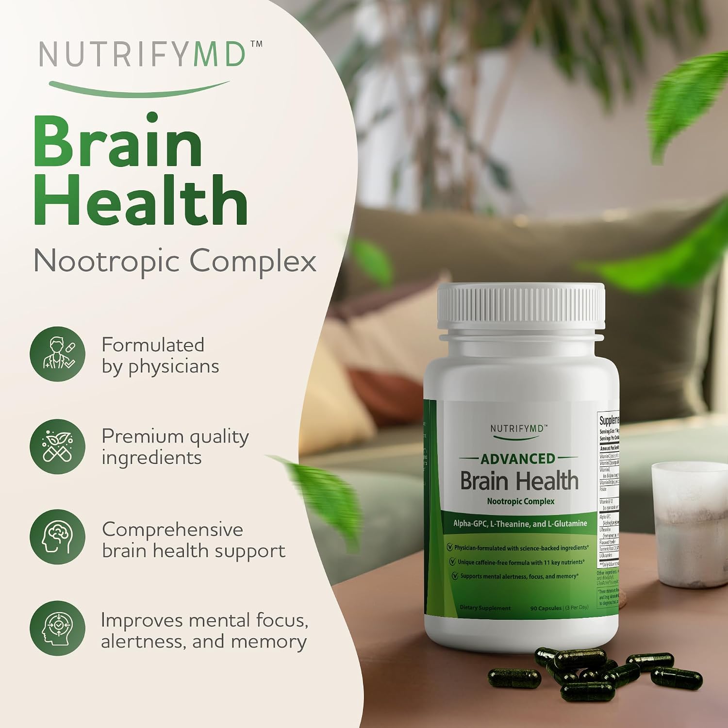 NutrifyMD Suplemento Avanzado para la Salud Cerebral - 90 Cápsulas