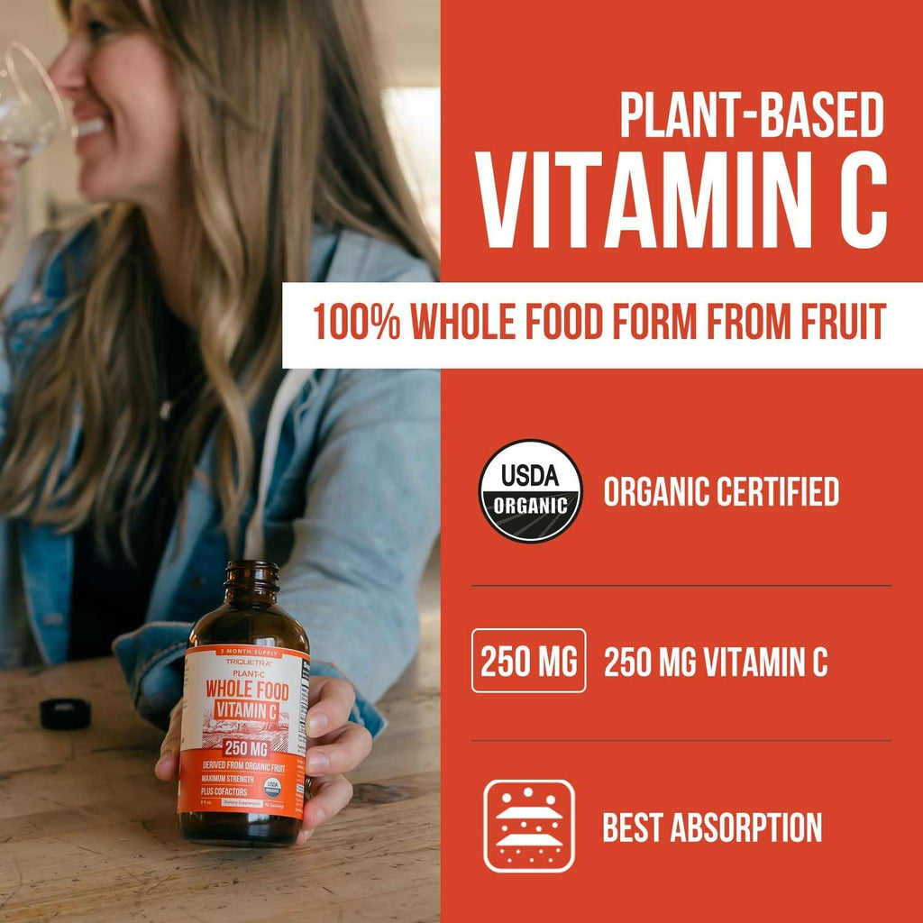 Vitamina C Orgánica Líquida 250 mg con Bioflavonoides y Rutina - Apoyo Inmunitario y Antioxidante (96 Dosis)