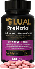 LUAL Multivitamínico Prenatal con Ácido Fólico y Hierro | 100 Comprimidos