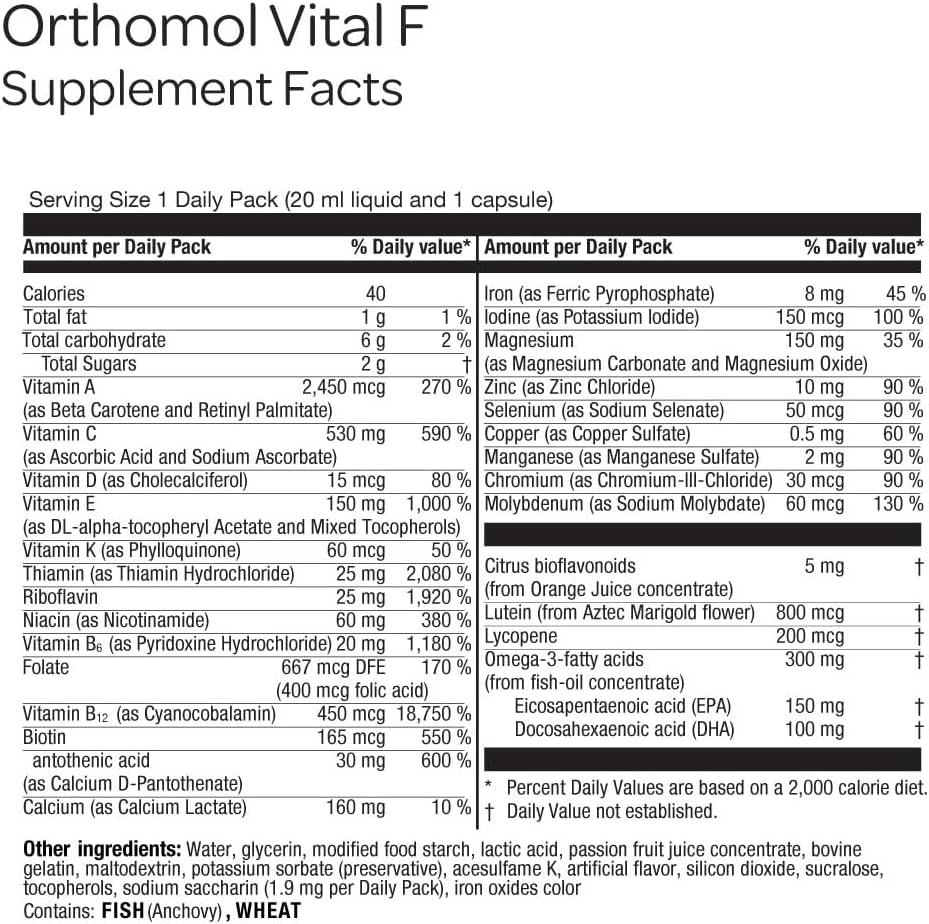 Orthomol Vital F – Multivitamínico Diario para Mujeres, 30 Días