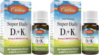 Carlson Super Daily D3 + K2, 90 gotas líquidas, 50 mcg D3 + 45 mcg MK-7