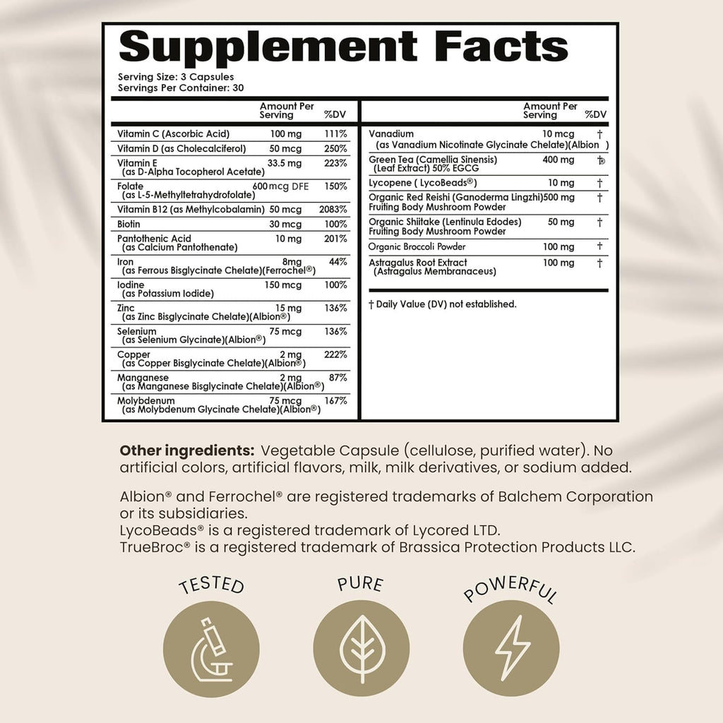 PAPCLEAR – Suplemento Inmunitario Avanzado con 21 Vitaminas y Nutrientes, 90 Cápsulas