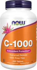 NOW Foods Vitamina C-1000 Liberación Sostenida con Escaramujo, 250 Comprimidos