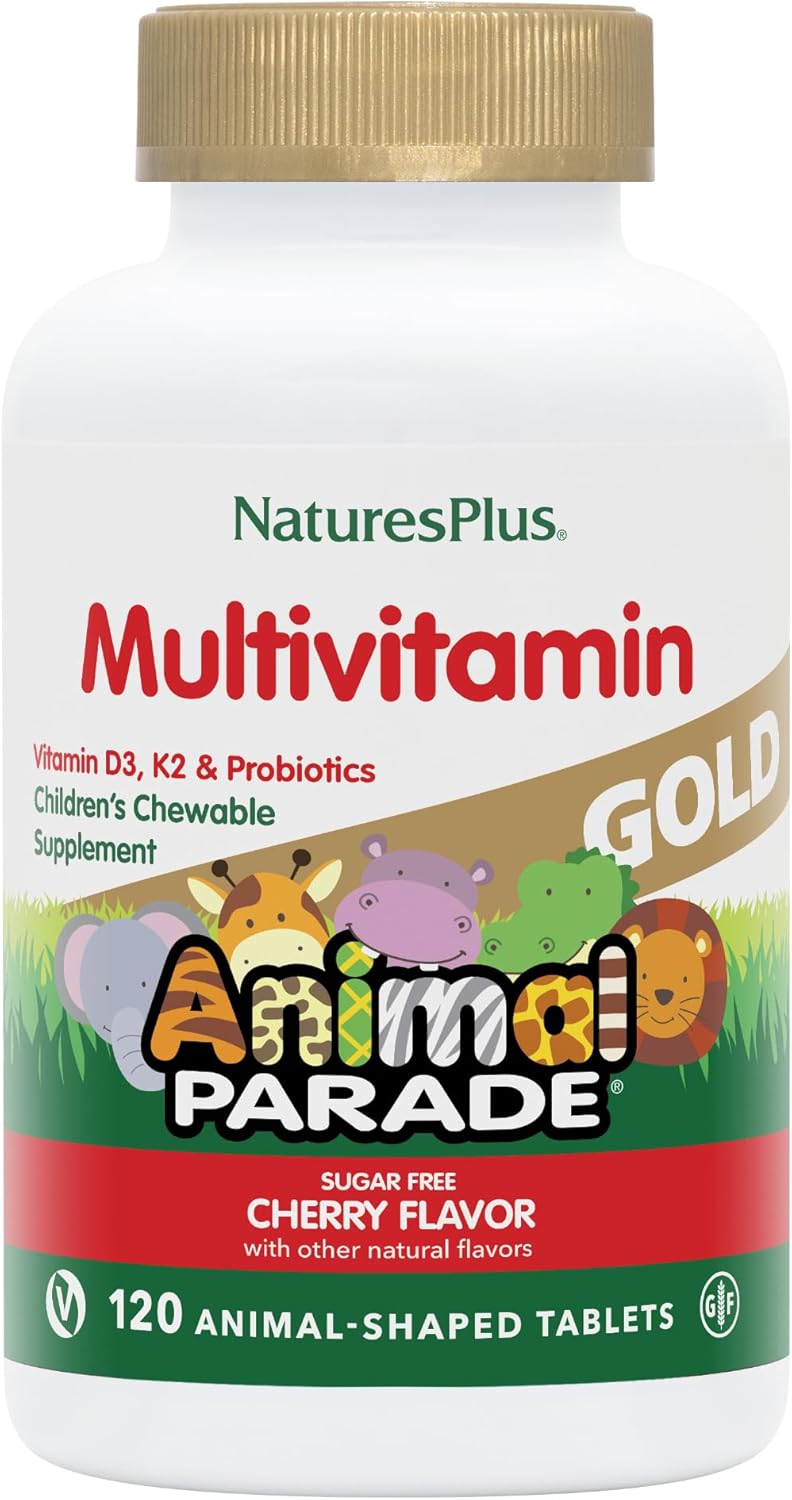 NaturesPlus Animal Parade Gold Multivitamin Infantil - 120 Comprimidos Masticables Sabor Sandía
