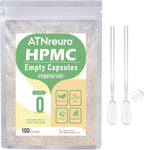 ATNreuro Cápsulas Vacías Veganas Talla 0 con 2 Microcucharas - 1000 Unidades