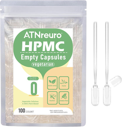 ATNreuro Cápsulas Vacías Veganas Talla 0 con – Incluye 2 microcucharas dosificadoras y 1000 cápsulas. – Image 8