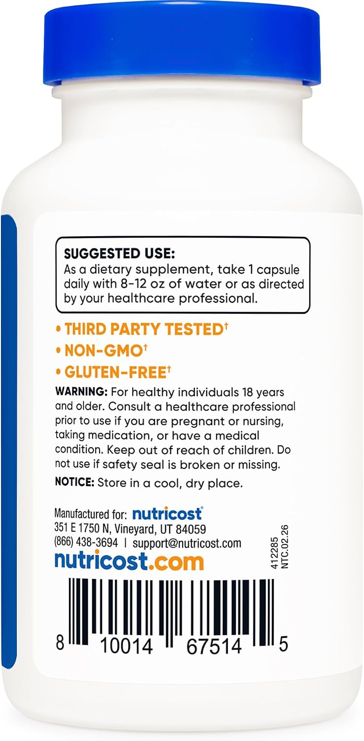 Nutricost 5-HTP 200mg, 120 Cápsulas Vegetarianas (5-Hidroxitriptófano) - No GMO y Sin Gluten