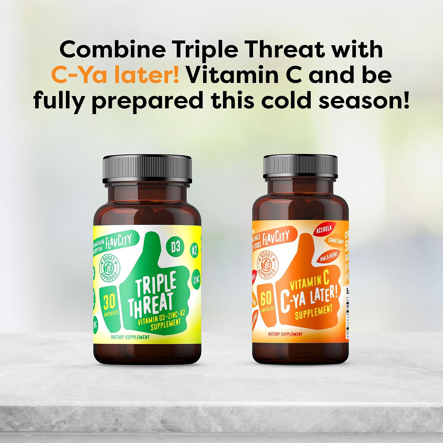 FlavCity Vitamin D3, K2 y Zinc - Triple Amenaza - Apoyo Inmune y Huesos - 30 Cápsulas