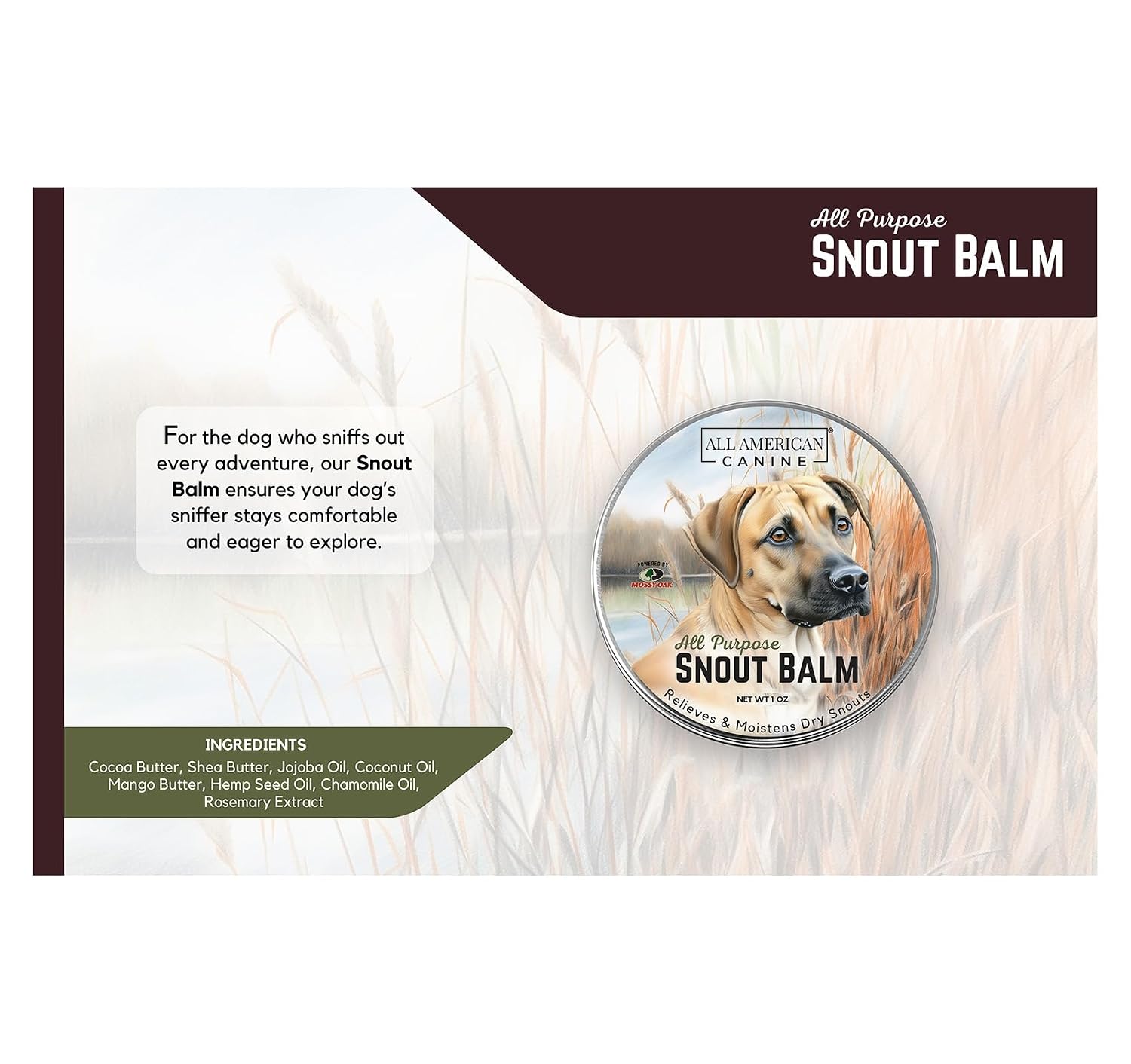 All American Canine Bálsamo para Hocico de Perro con Manteca de Cacao, Karité y Mango - 28g