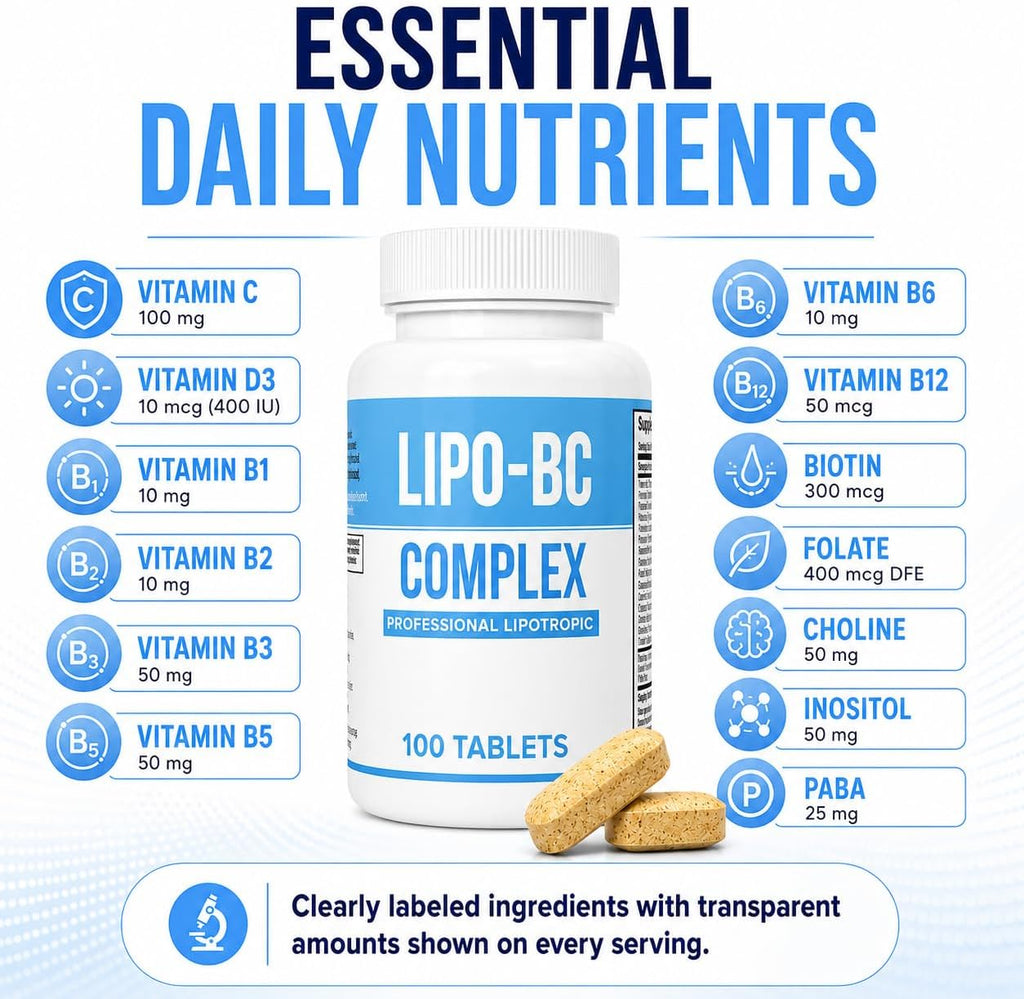 Lipo BC Complex, 200 comprimidos (2 paquetes de 100)