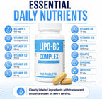Lipo BC Complex, 200 comprimidos (2 paquetes de 100)