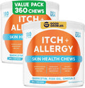 GOODGROWLIES Golosinas para Alivio de Alergias en Perros – Suplemento para Piel y Pelaje Anti-Picor con Omega 3 – 360 Ud. (Sabor Pollo BBQ)