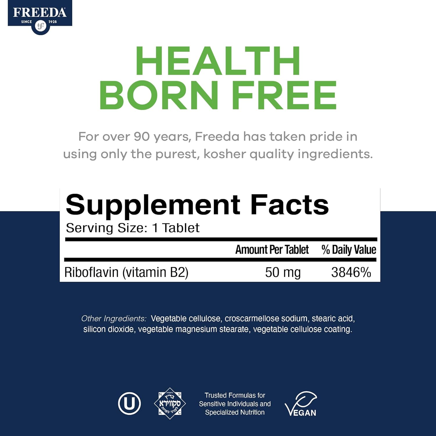 FREEDA Vitamina B2 (Riboflavina) 50 mg – 100 Comprimidos