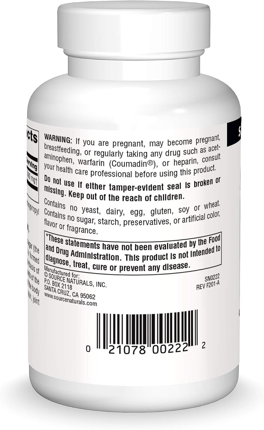 Source Naturals N-A-G 500 mg - N-Acetil Glucosamina para el Soporte de los Tejidos Conectivos - 120 Comprimidos
