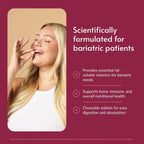 Bariatric Advantage High ADEK Masticable con Hierro - Multivitamínico para Pacientes Bariátricos - Vitaminas A, D, E y K - Incluye Vitaminas B - Sabor Tropical - 60 Comprimidos Masticables
