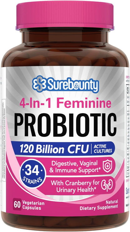 Probióticos para Mujeres, 120 mil millones UFC, 34 cepas, Prebióticos, Enzimas Digestivas, Arándano rojo, 4-en-1 Probiótico – Image 9