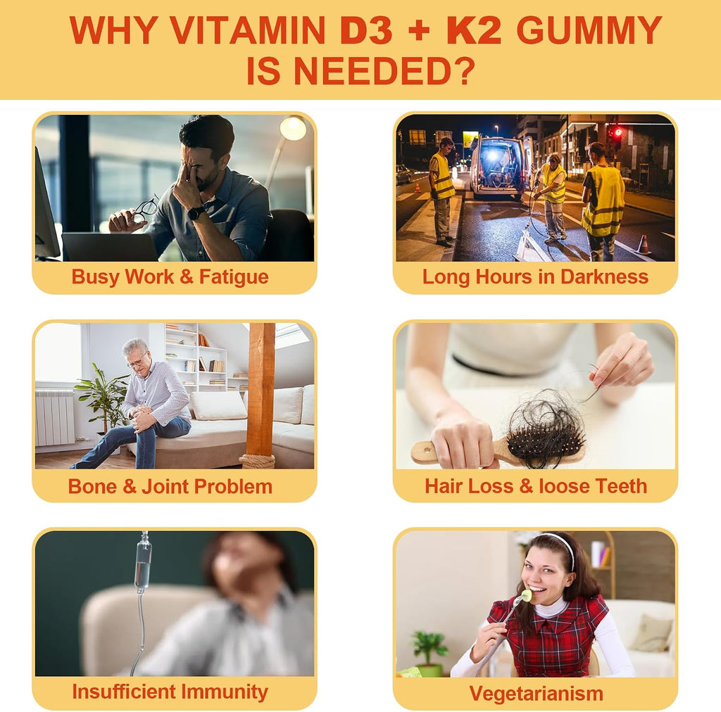 NEVISS Gummies Vitamina D3 5000IU + K2 MK-7 120mcg - Sin Azúcar, Vegano, con Complejo B y Zinc
