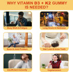 NEVISS Gummies Vitamina D3 5000IU + K2 MK-7 120mcg - Sin Azúcar, Vegano, con Complejo B y Zinc