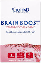 BRAINMD Brain Boost On The Go - Polvo Nootrópico, Sabor Bayas, 10 Sobres
