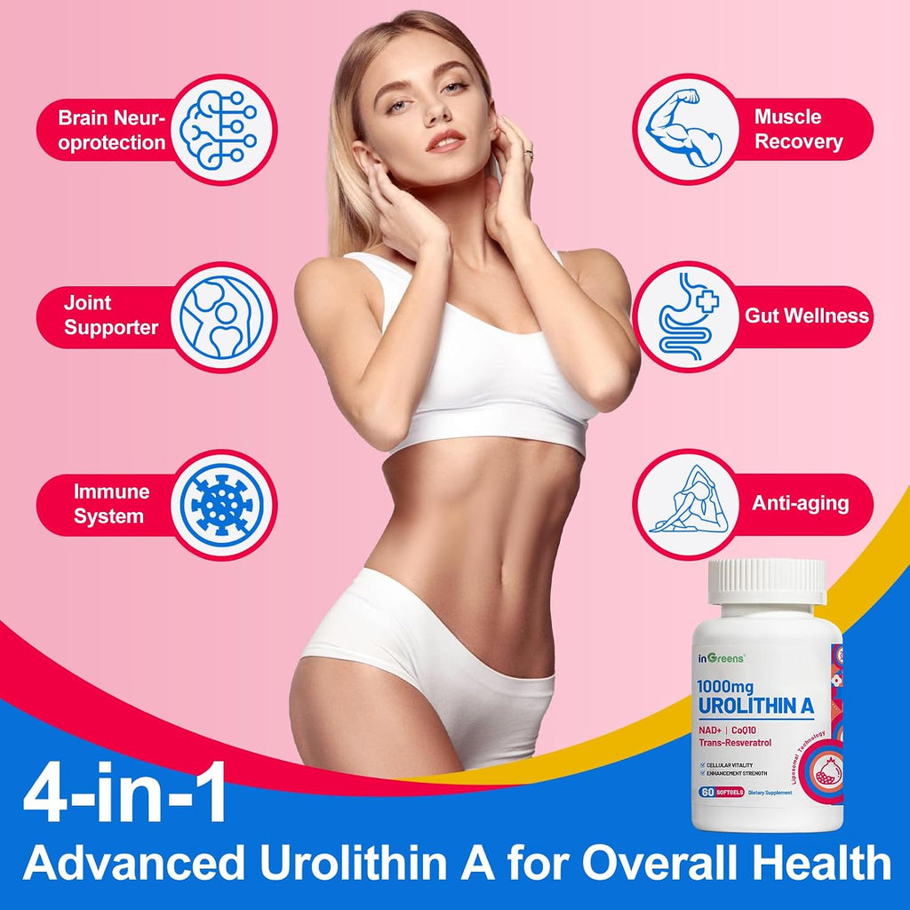 inGreens Urolithin A 1000mg con NAD+, CoQ10 y Resveratrol (5 Paquetes)