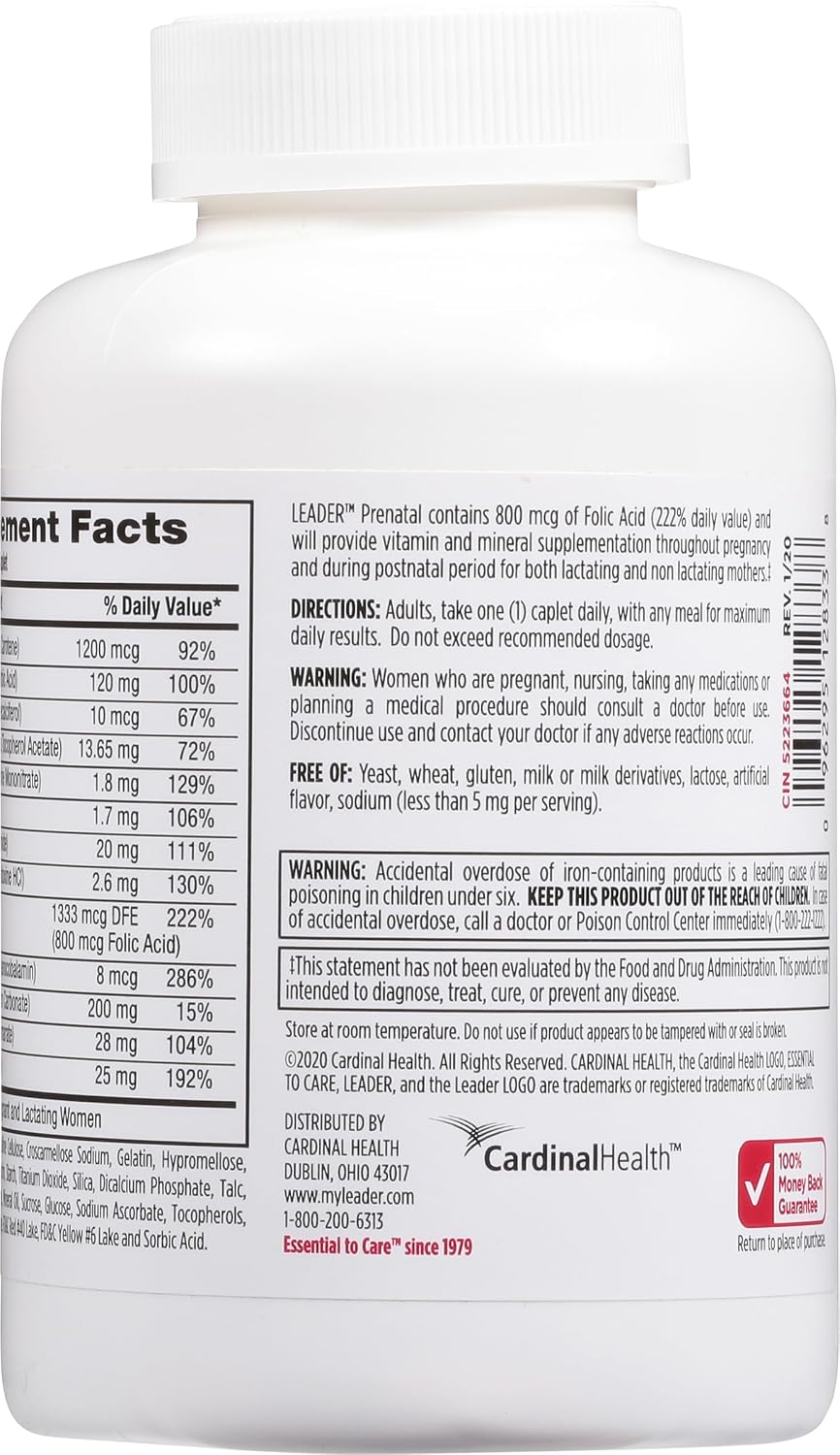 Leader Prenatal Multivitamin con Ácido Fólico 800mcg