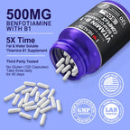 Vitamin B1 500mg con Benfotiamina 20mg, 120 Cápsulas – Complejo B-1 2 en 1