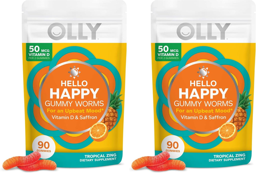 OLLY Hello Happy Gomitas de Vitamina D y Azafrán para el Estado de Ánimo - 90 Unidades