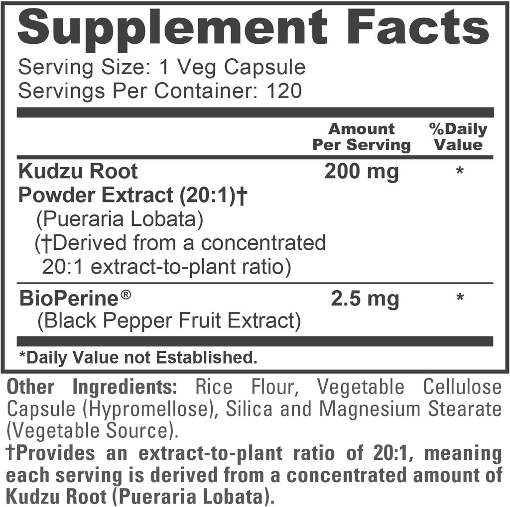 NusaPure Cápsulas de Raíz de Kudzu - 200 mg - 120 Cápsulas Vegetales (No OGM, Vegano)