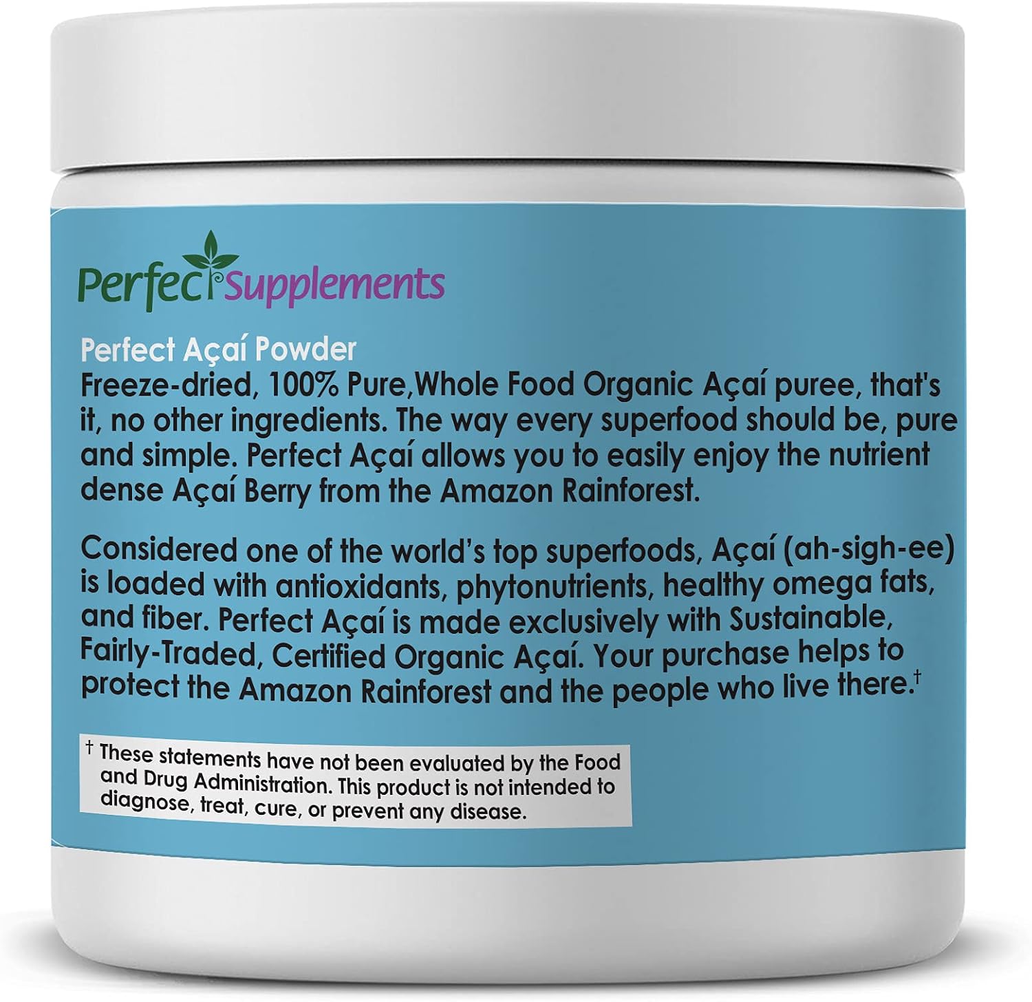 Perfect Acai Powder - Polvo de Acai Orgánico Liofilizado - 95 Gramos