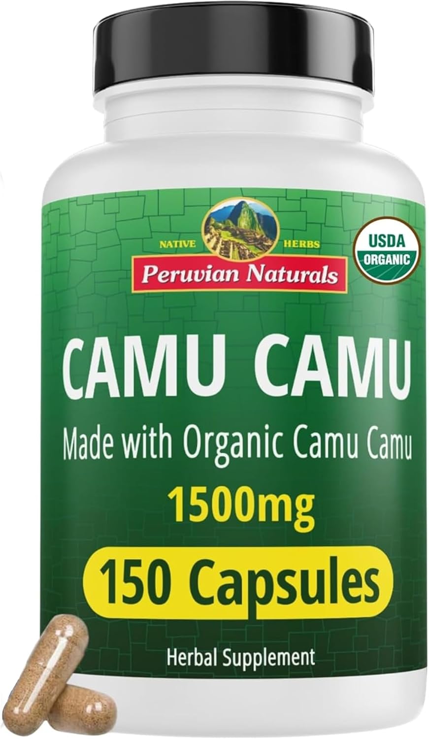 Vitamina C Orgánica de Camu Camu 1500 mg - 150 Cápsulas Veganas