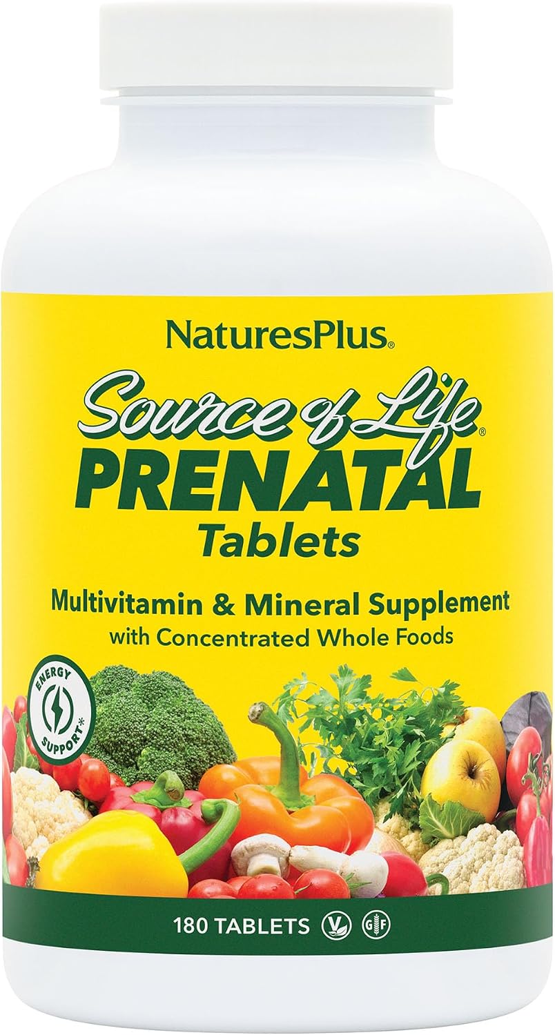 NaturesPlus Source of Life Prenatal - 90 Tablets - Multivitamin & Mineral with Iron - Nutritional Support for Pregnancy - Gluten-Free, Vegetarian