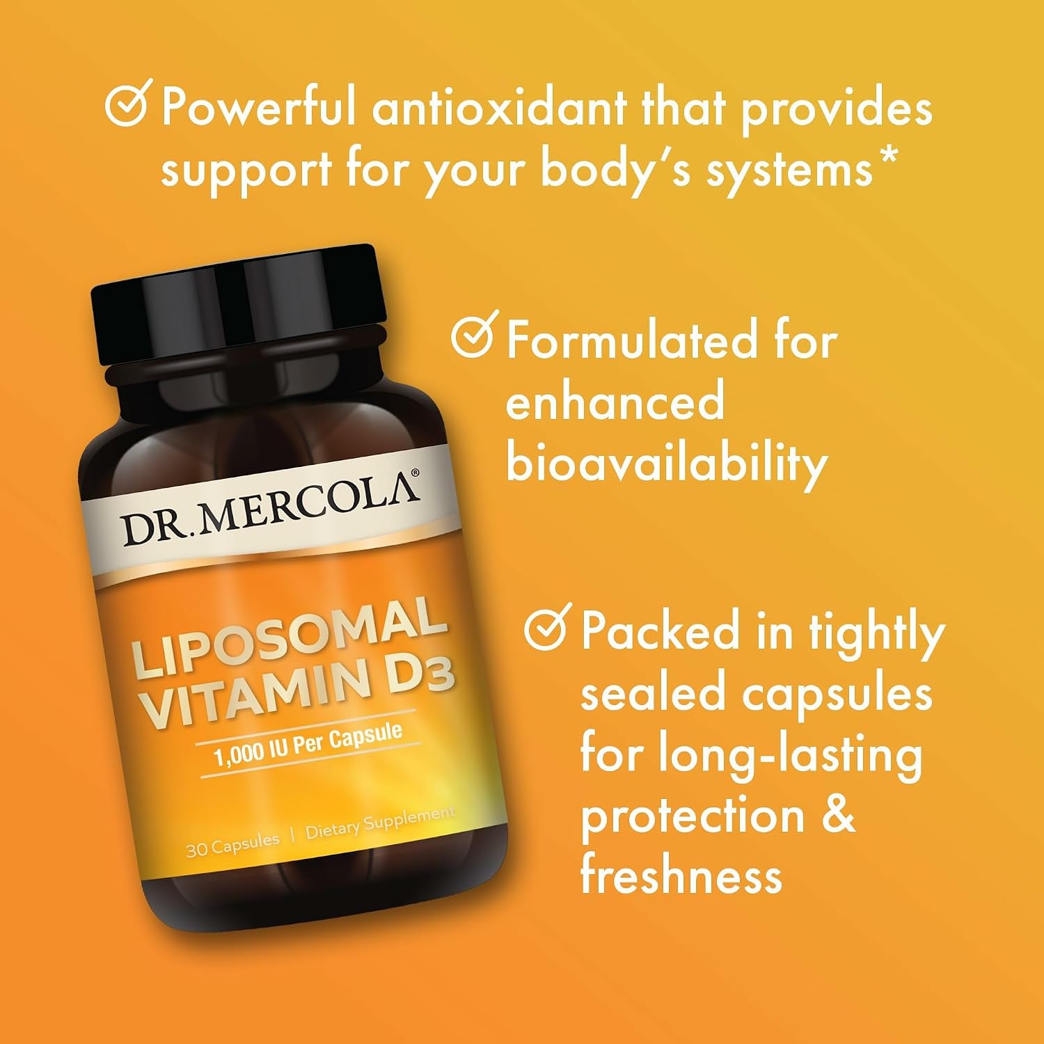 Dr. Mercola Vitamina D3 Liposomal - 1.000 UI por porción - 30 Cápsulas