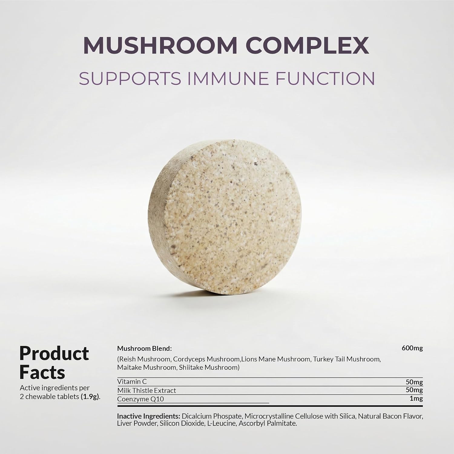 Coco and Luna Complejo de Hongos para Perros - 120 Comprimidos - Turkey Tail, Reishi, Cordyceps, Lion's Mane, Maitake con Vitamina C, Cardo Mariano y CoQ10