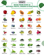 VIDAVITE Gominolas de Superalimentos sin Azúcar - 35+ Frutas y Verduras para Adultos y Adolescentes