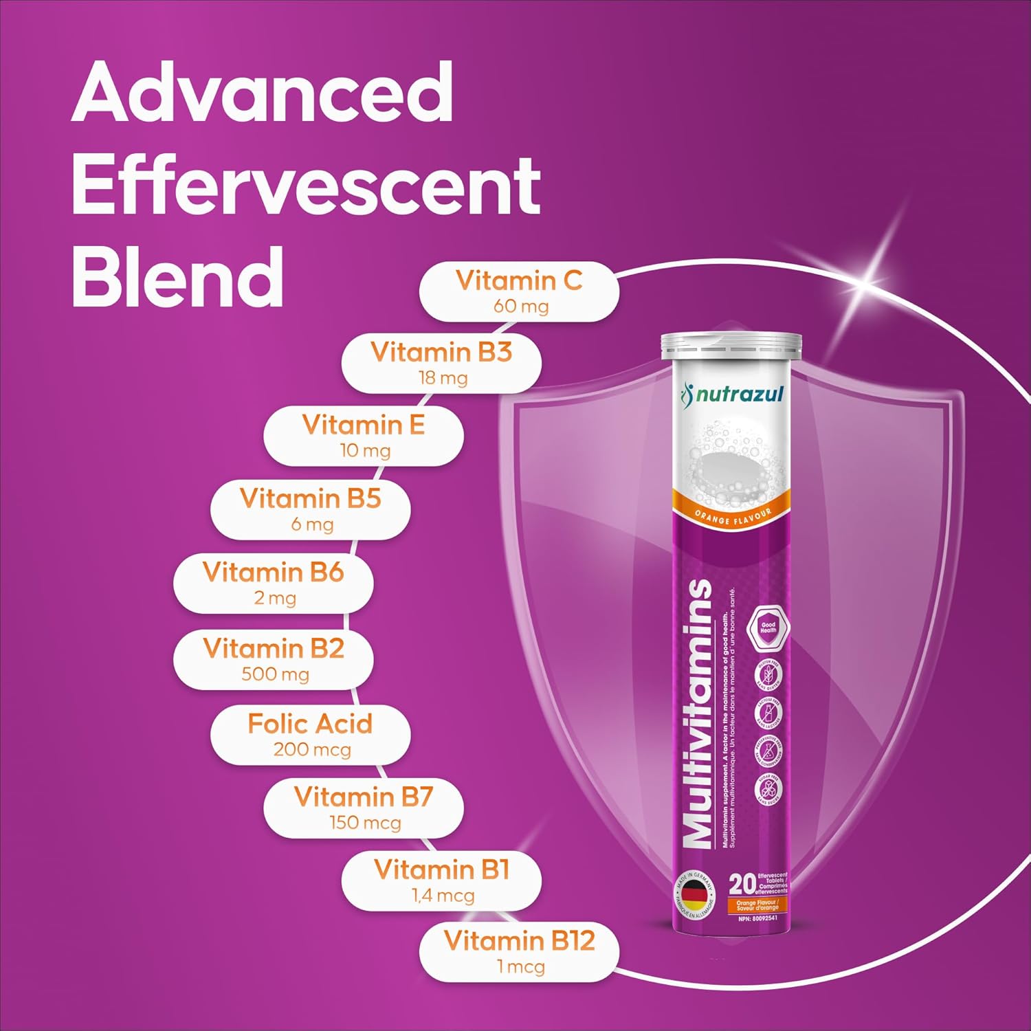 nutrazul Multivitamínico Efervescente - 60 Comprimidos Sabor Naranja