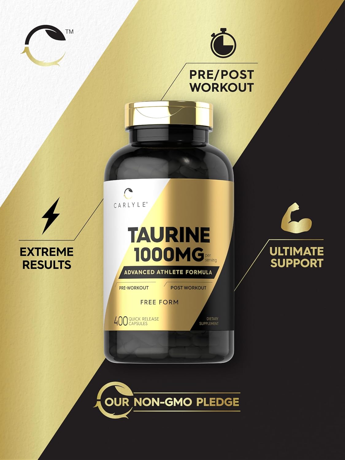Carlyle Taurina 1000 mg - 400 Cápsulas - Aminoácido Esencial - Alta Potencia - Sin Gluten