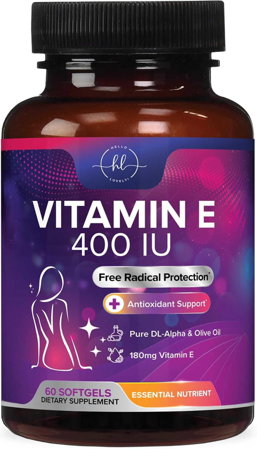 Hello Lovely Vitamina E 180 mg - Suplemento de dl-Alfa Tocoferol - 120 Cápsulas Blandas