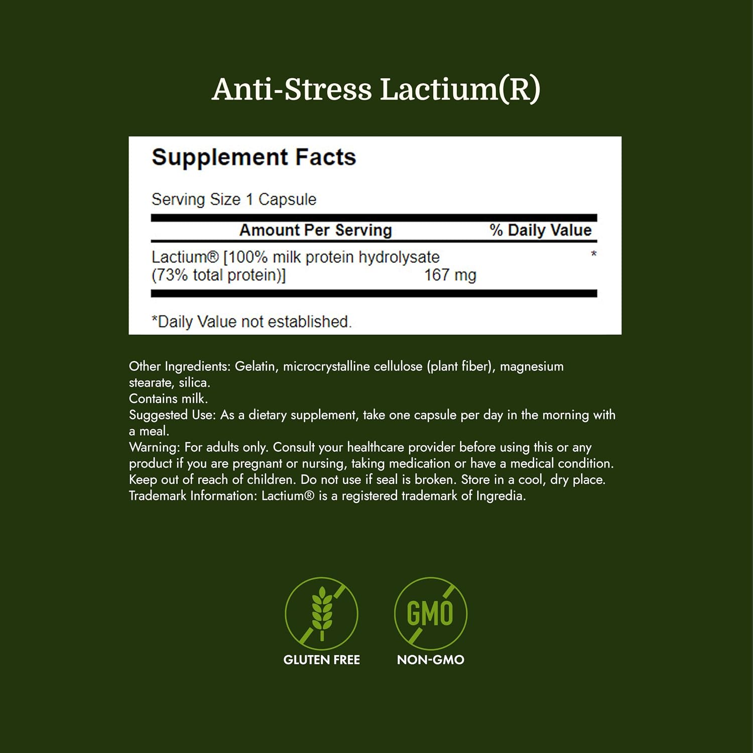 Swanson Women's Anti-Stress Formula (Lactium) - Ayuda a Contrarrestar el Estrés, Promueve la Relajación y el Sueño Reparador - 60 Cápsulas, 167mg