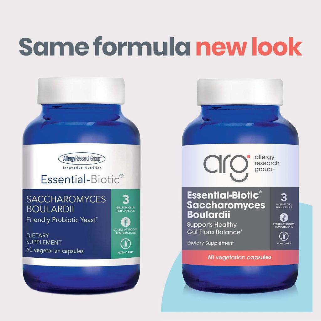 ARG Essential-Biotic Saccharomyces Boulardii - 9 mil millones UFC - Probiótico de levadura - Vegetariano - 60 Cápsulas