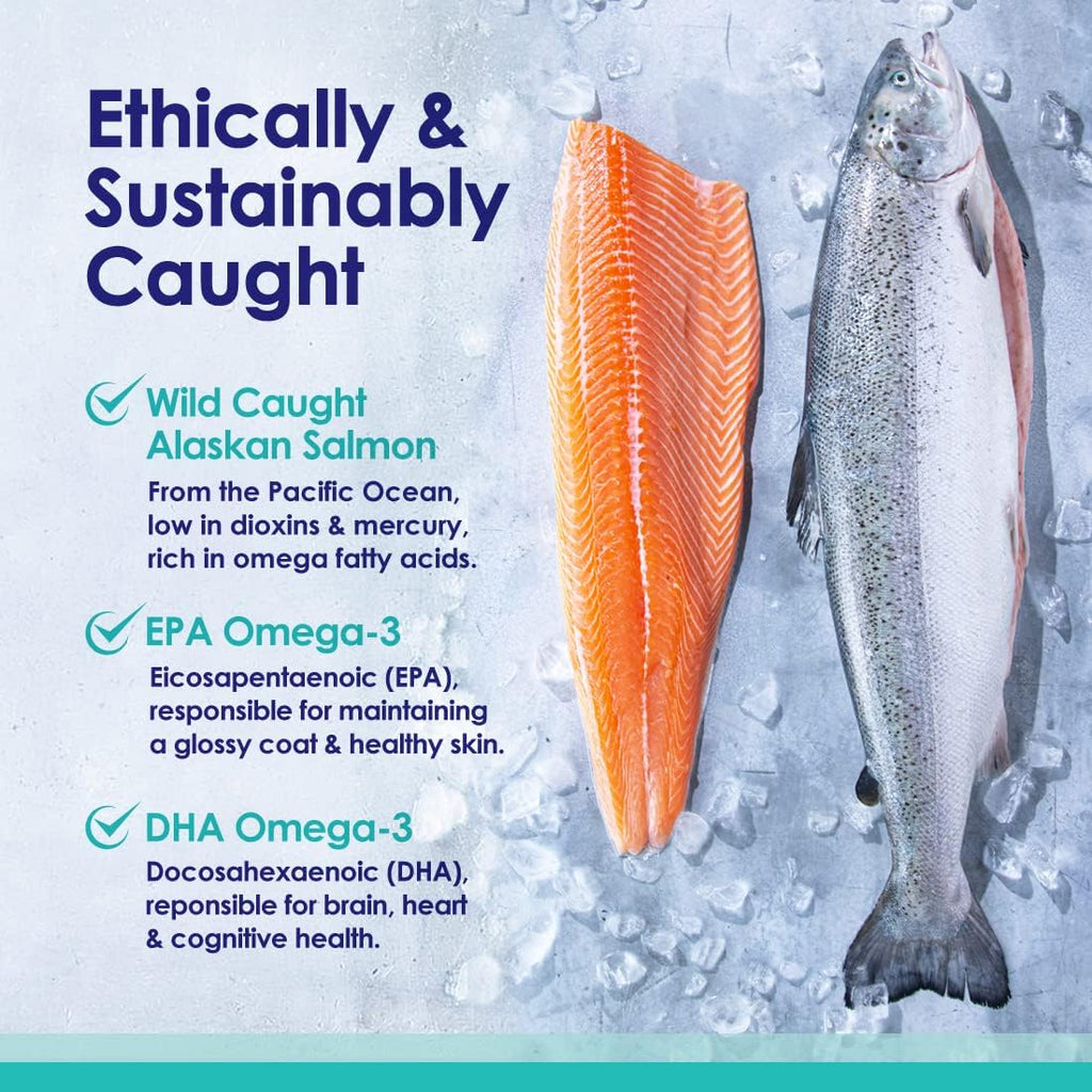 Alaskan Wild Salmon Oil for Dogs – Omega 3, 120 Softgels