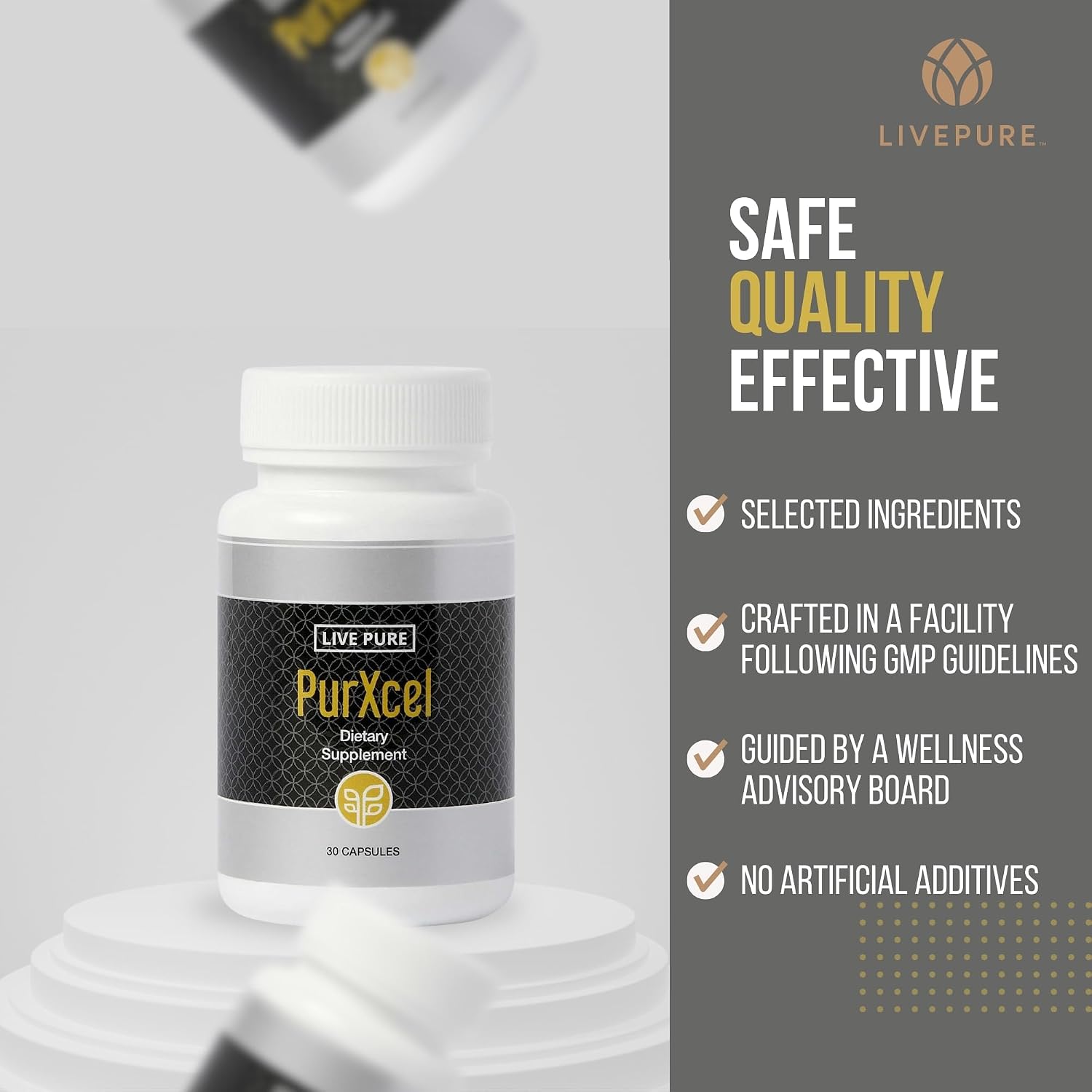PURE PurXcel Suplemento Antioxidante | 30 Cápsulas | con Glutatión y Superóxido Dismutasa