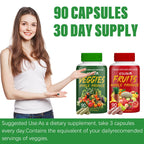 ESUNM Suplemento de Frutas y Verduras - 180 Cápsulas (90 Fruta + 90 Verdura)
