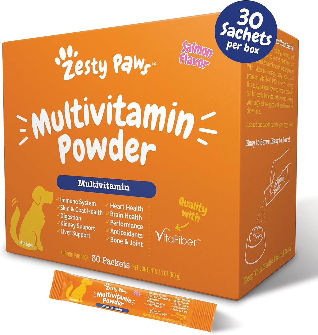 Zesty Paws Multivitamínico para Perros - Masticables con Glucosamina, Condroitina, Probióticos y Enzimas Digestivas, Apoyo para Articulaciones, Piel y Pelaje, Sabor Mantequilla de Maní - 90 unidades