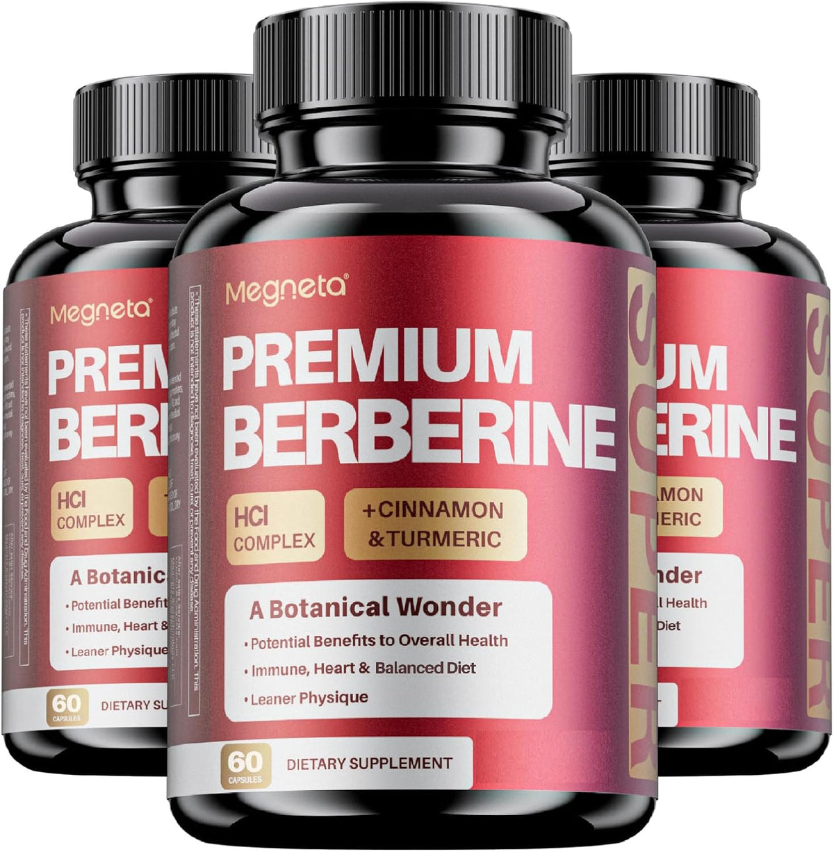 MEGNETA Premium Berberine HCl Complex con Canela y Cúrcuma - 120 Cápsulas - görsel 3