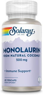 SOLARAY Monolaurin 500 mg from Natural Coconut - Food Supplement - 60 Vegan Capsules